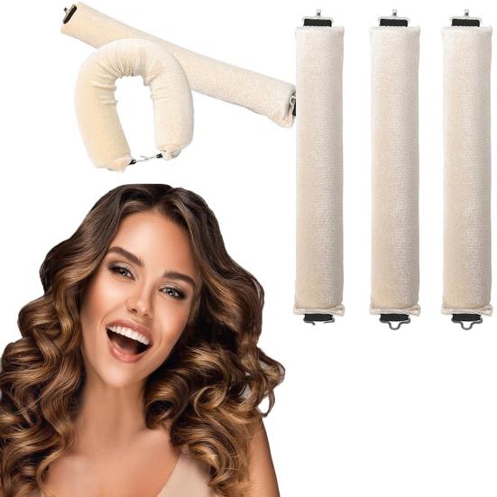 3Pcs/Set No Heat Hair Curler with Hooks Women Overnight Sleeping Curls Headband Curling Rod Soft Hair Roller Lazy Girls Long Hair Curling Styling Tool