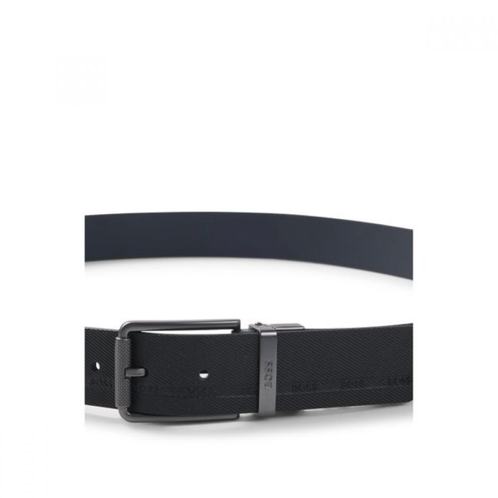 Boss Reversible Belt Cowhide Logo Detail Black 50529771004