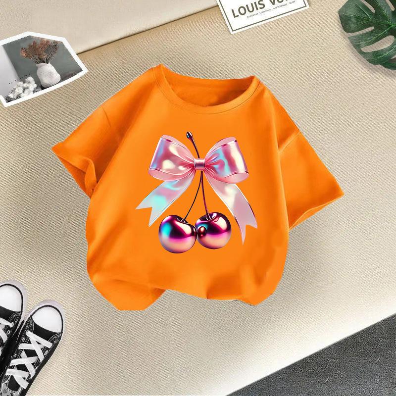 Children's Casual Short-sleeved T-shirt - Summer Girl's Cute Cherry T-shirt