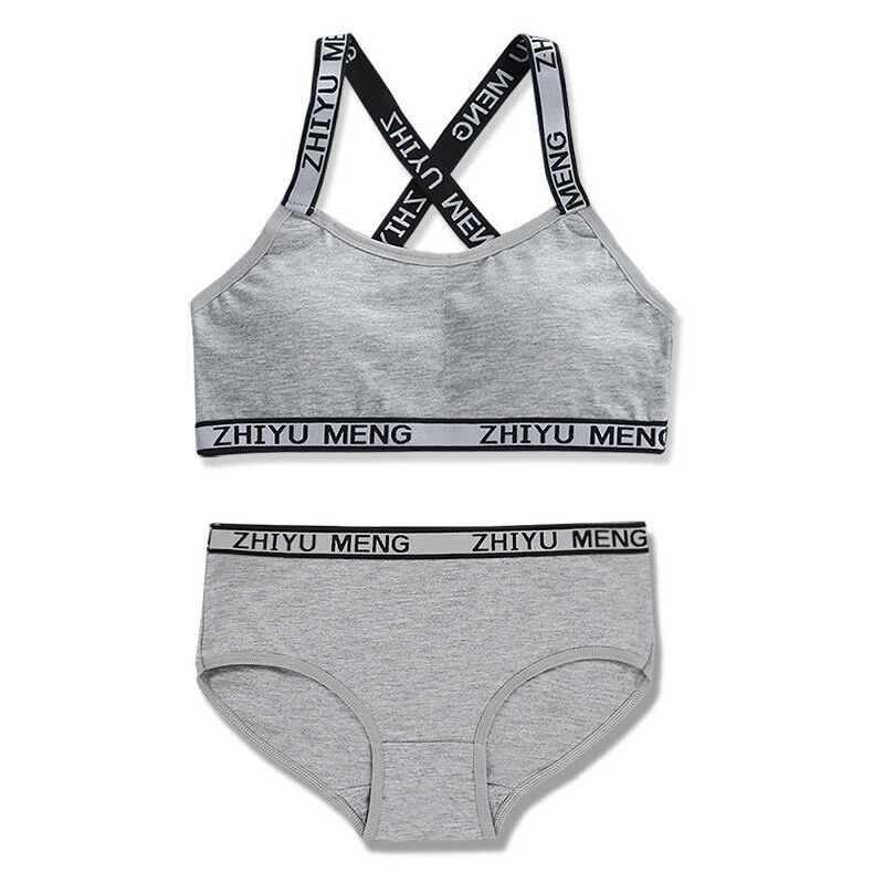 Нижнее белье для девочек-подростков Комплект бюстгальтера с мягкой подкладкой из хлопка с буквенным принтом для молодых девушек для занятий йогой, спортом, бегом