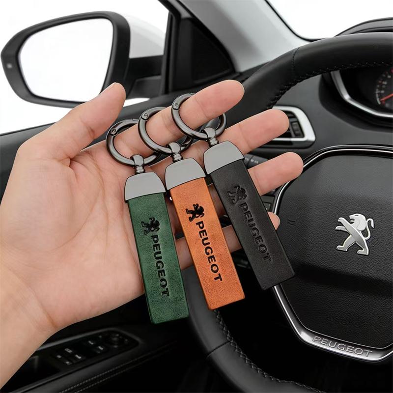 Car Vintage Leather Keychain Ring Zinc Alloy Chain Key For Peugeot 208 508 607 106 406 407 307 206 301 408 5008 3008 308 207 107