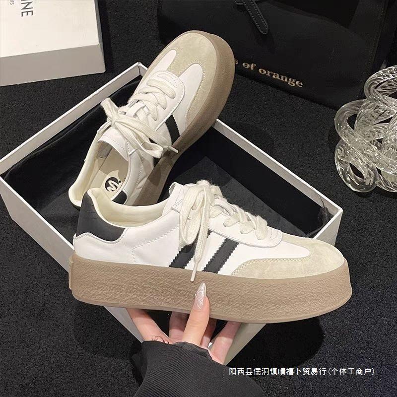 2025 spring new women's shoes leather surface German training shoes women's Forrest Gump shoes versatile classic platform casual board shoes sports