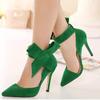 Women Sexy Big Bow Tie Pumps Butterfly Pointed Toes Stilettos Thin High Heels Wedding Party Shoes Shoe