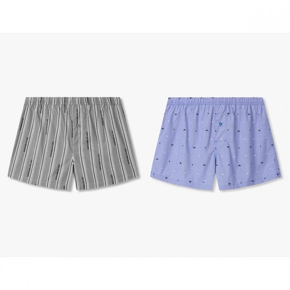 Emporio Armani Мужские хлопковые боксеры 2 шт. с узором-логотипом 0815312100 0815312101