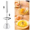 3 Pcs/Set Stainless Steel Egg Beater Semi-Automatic Whisk Set 3 Sizes Available Hand Push Mixer Stirrer Blender Tool for Blending Whisking Beating