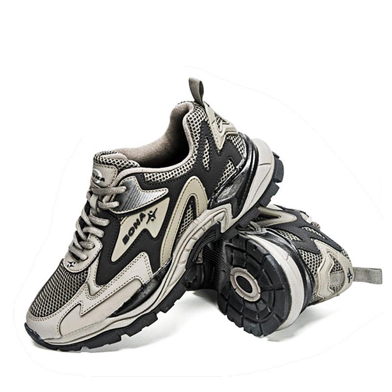 BONA Designers Mesh Running Shoes Breathable Training Shoes Men Lightweight Sneakers Non-Slip Tennis Walking Shoes Man