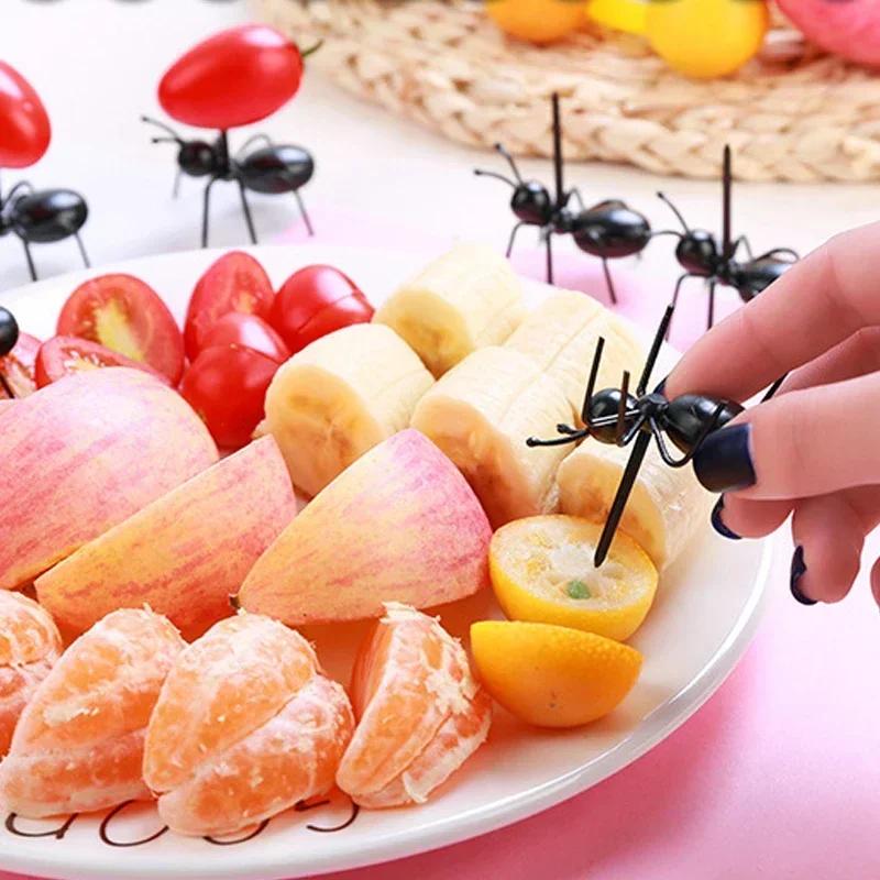 12 PCS Ants Food Fruit Picks Decoration Ant Shape Forks Snack Cake Dessert Tableware for Home Kitchen Party Dinner Fruit Pick