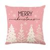 Pink Santa Pillow Cover Linen Printed Letter Sofa Cushion Cover Home Living Room Bedroom Pillow Cover