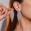 European & American Rhinestone Tassel Drop Earrings: High-End Fashion Diamond Inlaid Jewelry