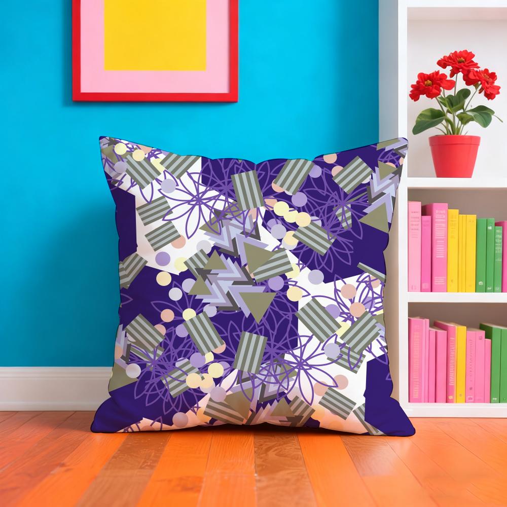 Colorful Patchwork Pattern Pillow Case Pillow Case Plush Fabric Soft Double Sided Print Home Sofa High Quality Cushion