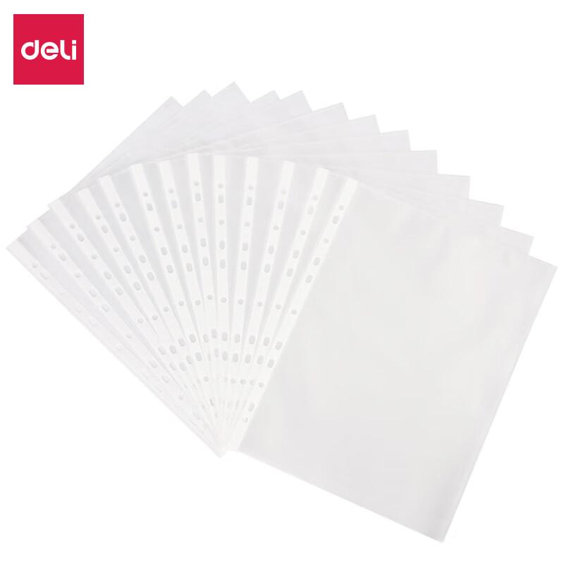 Deli A4 11-Hole Transparent File Pockets, 100 Pack