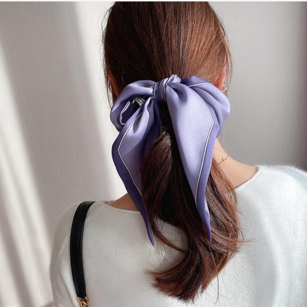 Spring/Summer Solid Color Outing Leisure Imitation Silk Ribbon For Women Shirt Paired With Scarf Classic Versatile Neckerchief