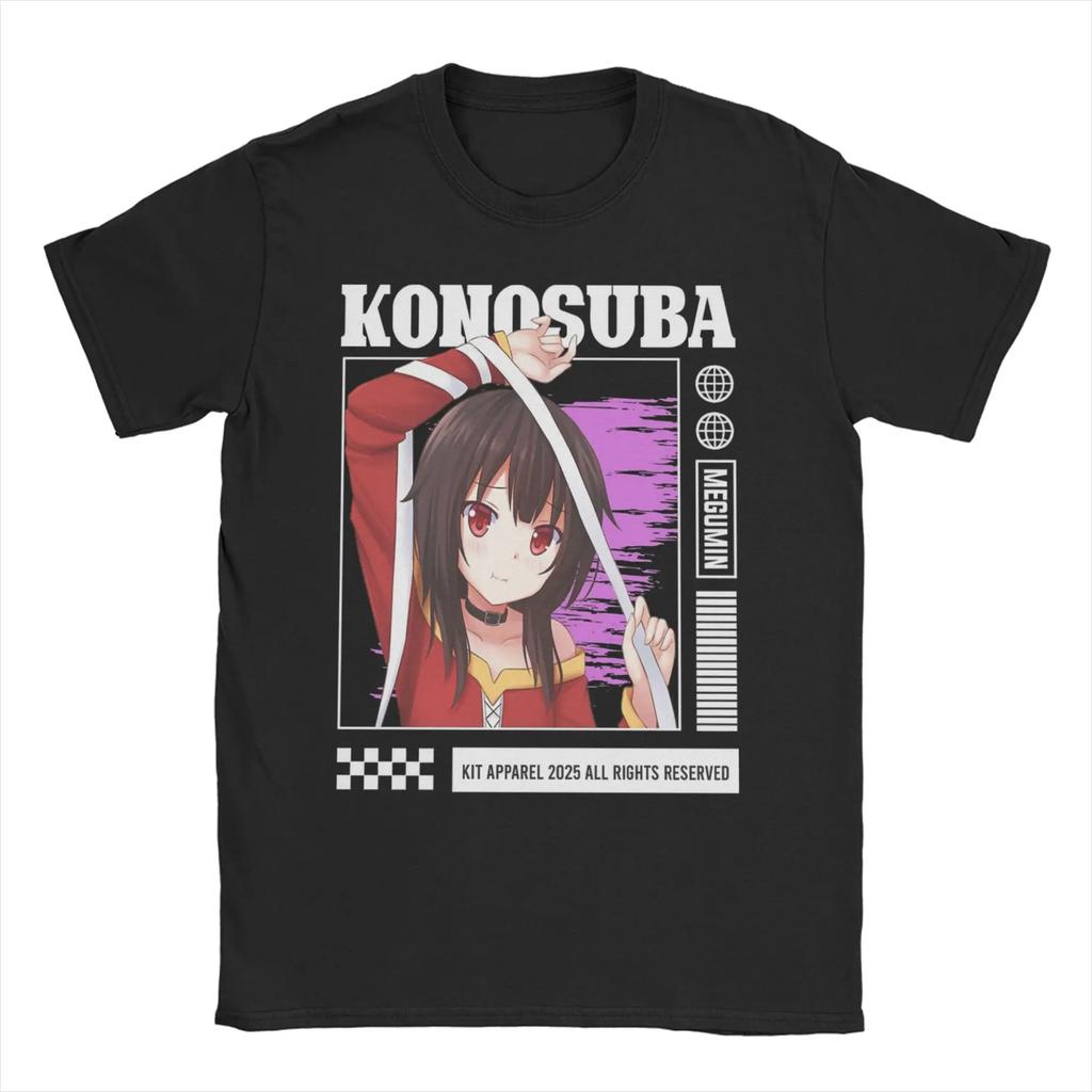 Футболка Konosuba Мегумин для Мужчин Женщин Смешная Хлопковая Футболка С Круглым Вырезом С Коротким Рукавом Футболки Одежда