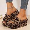 Ladies Shoes On Sale 2024 New Open Toe Women's Slippers Autumn Leopard Print Suede Warm Platform Casual Large Size Slippers