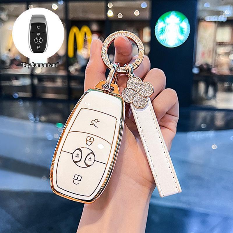 BAIC EX3 Electric Vehicle Key Fob Protective Case with Buckle Bag - Full Coverage for R600 Model