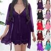 FQ Sexy Wireless Rimless Pajamas Lace Nightdress Silk Underwear Women Sleepwear