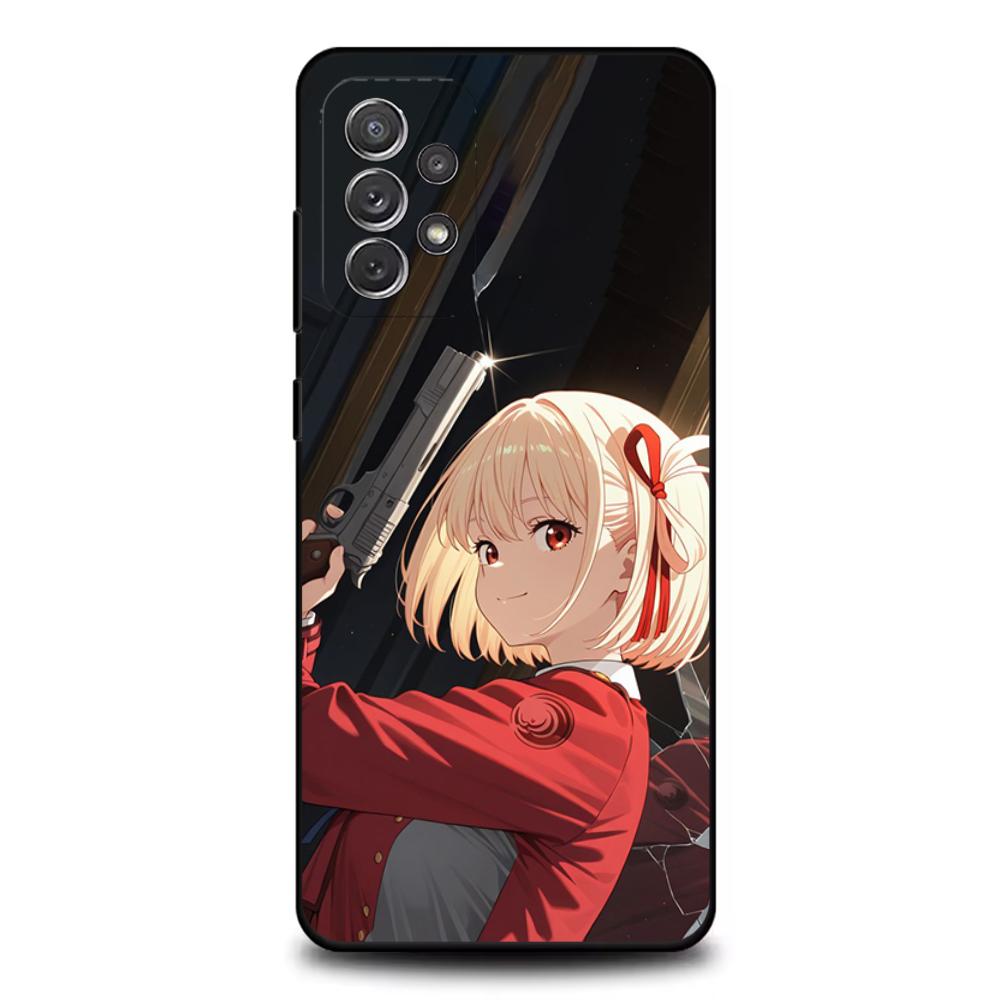 Чехол для телефона Lycoris Recoil Chisato Nishikig для Samsung S25, S24, S21, S22, S23, S30, Ultra, S20, Plus, Fe, Lite, Note, 10, 9, 5G Черный