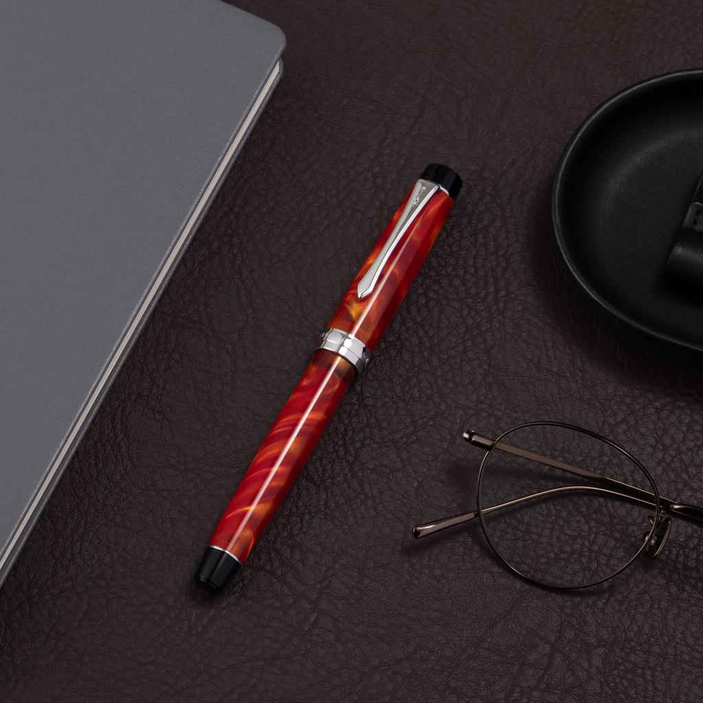 PILOT Fountain Pen Custom Heritage SE Fine Marble Orange Black FKVH3MRMAOF 14K Nib
