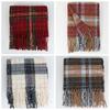 Soft Plaid Knitted Scarf Classic Women Thickened Scarf Gifts Long Tassel Neckscarf  Spring