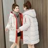 Зимнее женское пальто с хлопковой подкладкой, пальто с капюшоном и длинными рукавами, утолщенная свободная верхняя одежда на молнии средней длины, куртка, уличная одежда