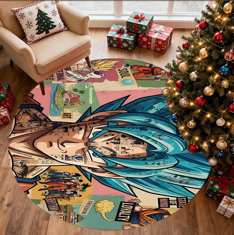DRAGON BALL Pattern Round Rug, Indoor/Outdoor Mat, for Picnic, Gameroom, Bedroom, Office, Living Room, Home Decor Carpet, Birthday Gift