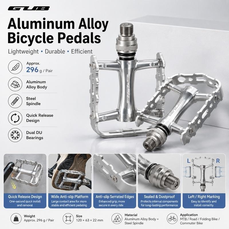 Quick Release Bicycle Pedal Aluminum Alloy MTB Road Folding Bike Pedal DU Bearing Anti Slip CNC Ultralight Cycling Gear Parts