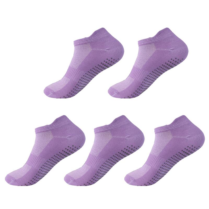 5 Pairs Yoga Socks Women Cotton Solid Color Short Mesh Breathable Professional Non-slip Floor Pilates Dance Sports Gym Socks