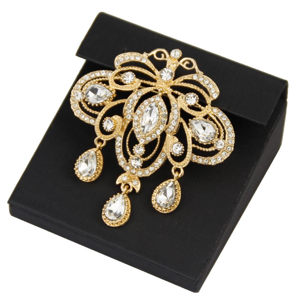 Crystal Brooches for Women Gold Color Caftan Pins
