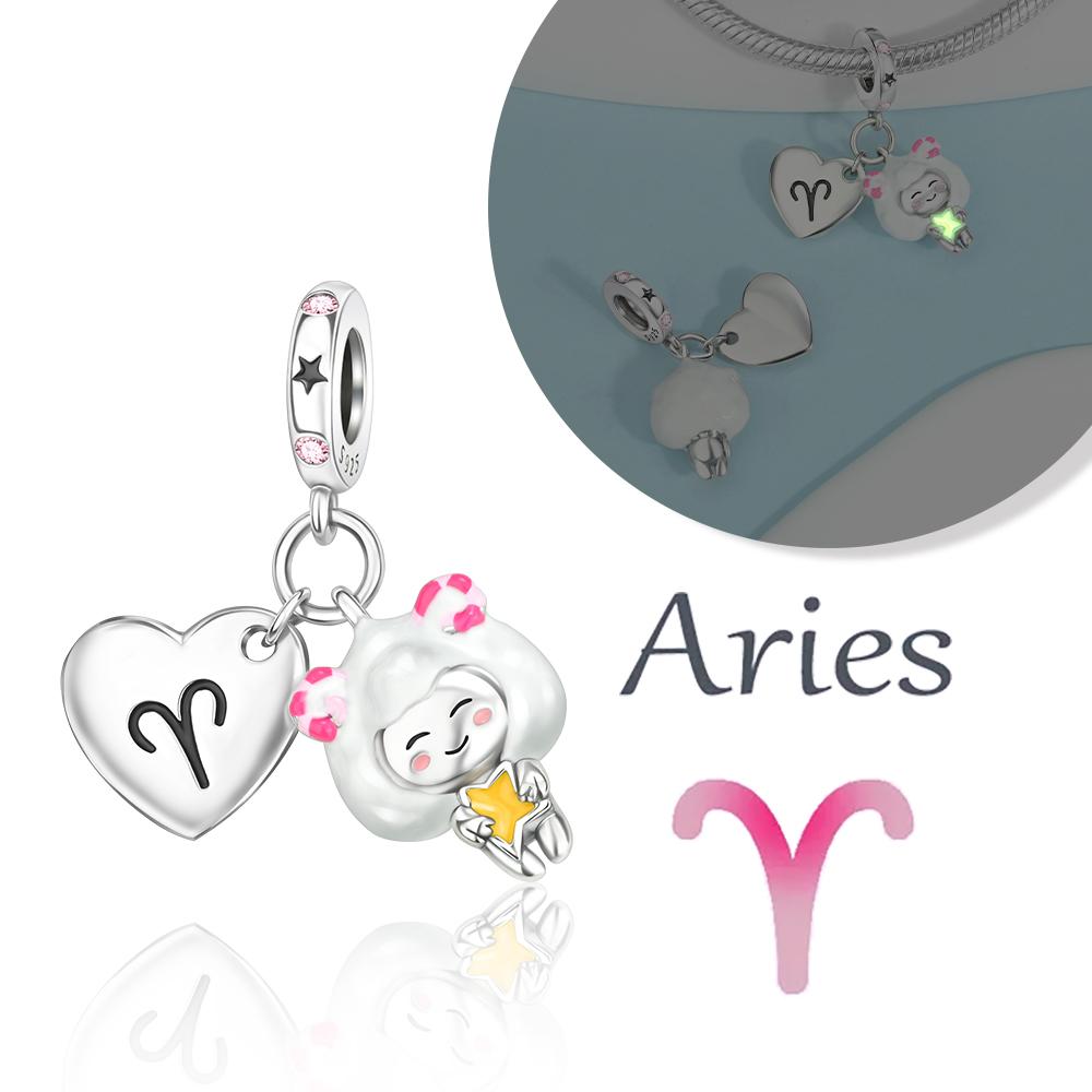 Прекрасный Медный Овен Лев 12 Созвездий Зодиака Коллекции Шарм Подходит Оригинальным Браслетам Женский DIY Изысканные Ювелирные Изделия