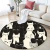 Black & White Cats pattern round rug,Carpet Rug for Living Room Bedroom Playroom ,Non-slip Floor Mat,Holiday Gifts and Birthday Gifts.
