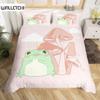 Комплект пододеяльников с изображением лягушки, милый мультяшный узор лягушки Kawaii, размер King Queen, полиэстер, чехол с наволочкой для детей и девочек