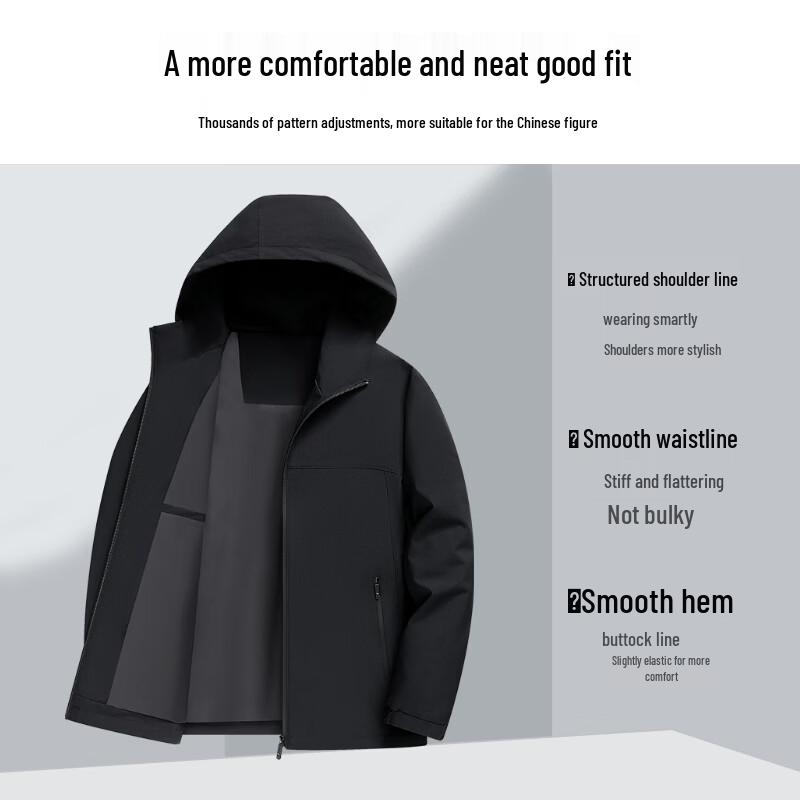 ROMON Men's Hooded Business Casual Jacket