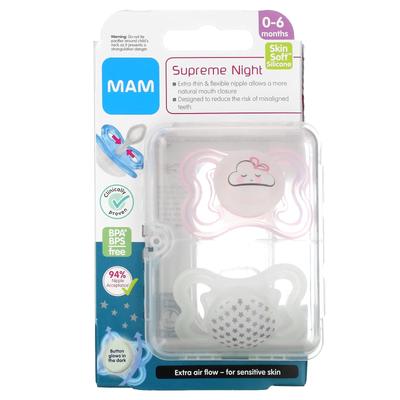 Supreme Nighttime, 0-6 месяцев, Розовый/Прозрачный, 2 штуки