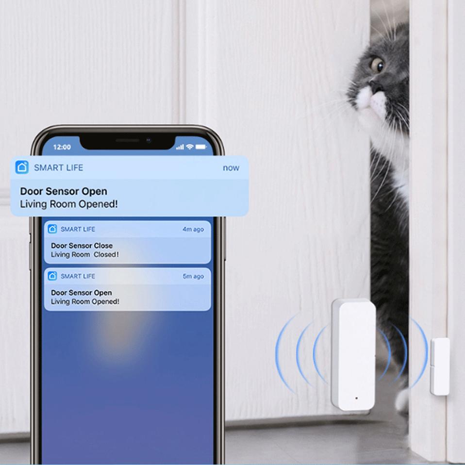 WiFi Tuya Zigbee Door Sensor Window Sensor Contact Open Close APP Remote Control Compatible With Alexa Google Assistant