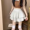 Женская плиссированная мини-юбка трапециевидной формы с рюшами, летняя тонкая юбка с высокой талией и шортами, женские сексуальные корейские каваи, белые