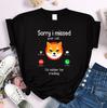 T-Shirts Womens Angry Shiba Inu Caller ID Cartoons Printing Short Sleeve Women Summer Casual Tee Big Size Japanese Loose Tshirts