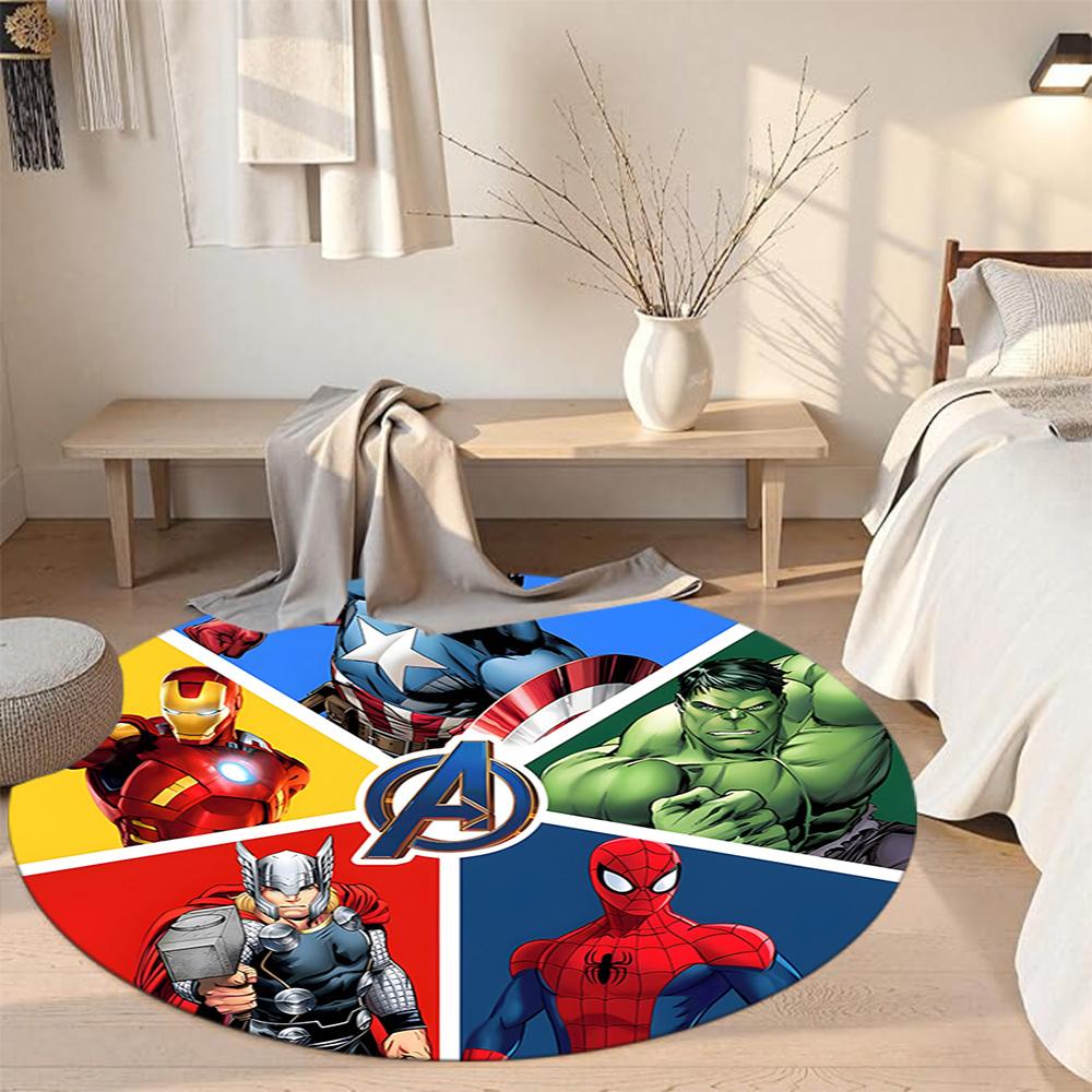 Superhero Round Office Rug Perfect for Foyer Bedrooms Living Rooms Dining Room Antislip Round Carpet Anime Office Decor Spiritual Gift