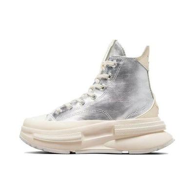 Женские парусиновые кроссовки хайтопы Run Star Legacy CX Серебристо-белые A09900C