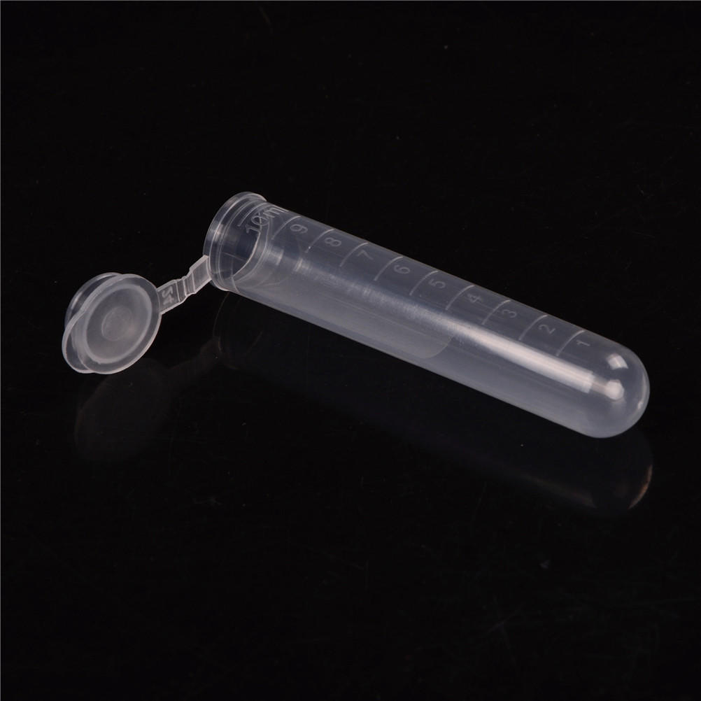 20Pcs 10Ml Plastic Centrifuge Lab Test Tube Vial Sample Container With Cap