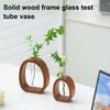 Glass Test Tube Vase with Solid Wood Frame Hydroponic Plants Planter Home Office Desktop Clear Tube Vase for Windowsills Dining Room Living Room