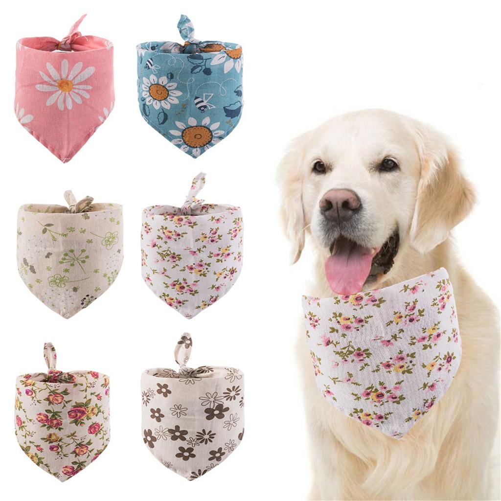 Bib,Dog Scarf,Puppy Bib,Pet Saliva Towel,Flower Pattern Stylish Pet Decorative Pet Printing Saliva Towel Dog Scarf For Small Dogs