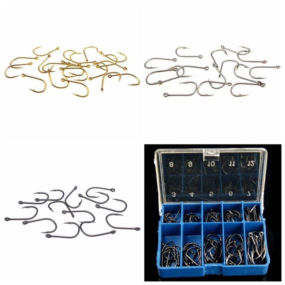 100PCS Jigging Freshwater Fishing Hooks #3-#12 Carp Fishhooks Fishhook Barbed Hooks Carp