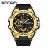 SANDA Luxury LED Dual Display Digital Quartz Watch for Men Shockproof Waterproof Sports Wristwatches Student Watch