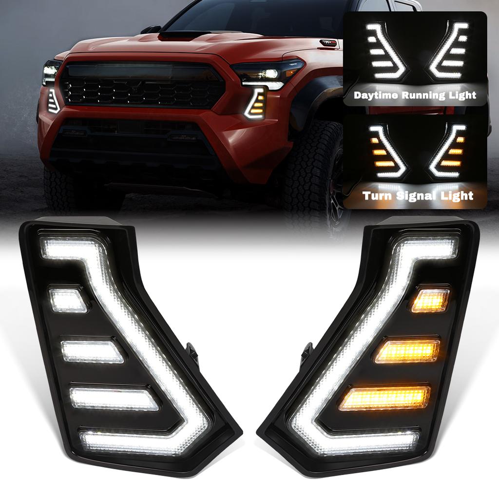 For Toyota Tacoma LED DRL Daytime Running Lights Fog Lamps Front Bumper Driving Headlights White Yellow Car Acssories 12V