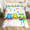 Пододеяльник Kawaii Frog King Queen Комплект постельного белья с изображением животных из мультфильмов Забавный дикий стеганый чехол для детской спальни Мягкий пододеяльник