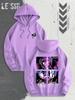 Japanese girls hooded sweater men and women, cherry blossom Japanese front and rear print rose red loose pullover hoodie