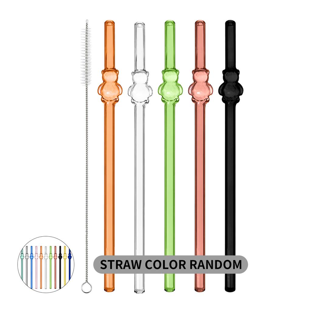 7 шт. многоразовых стеклянных трубочек с бантиком, милая стеклянная трубочка с бантиком и щеточкой для чистки для любителей кофе, смузи, замороженных напитков, чая, сока