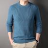 Autumn and Winter New Round Neck Casual Waffle Knitted Sweater Young Men's Business Backing Sweater Men's Clothing