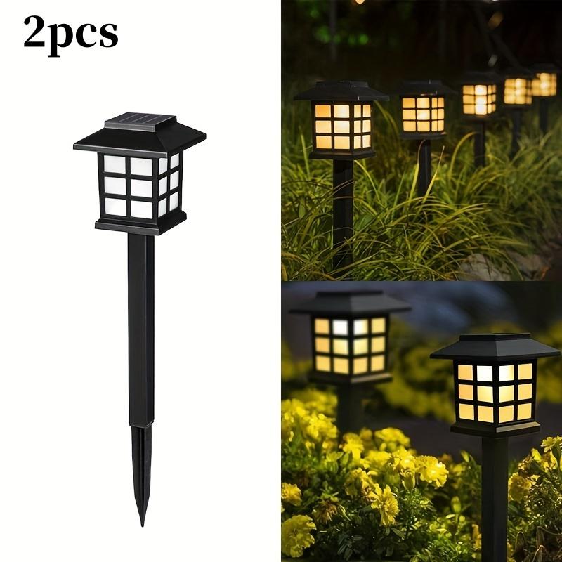 2pcs Solar-Powered LED Pathway Lights - Outdoor Garden & Lawn Decor, Warm Yellow Glow, Landscaping, Solar Garden Lights