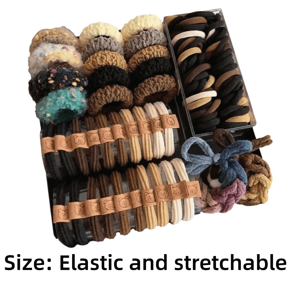 136Pcs High Elastic Brown Hair Accessories Set No Crease Elastic Hair Bands for Women Girls
